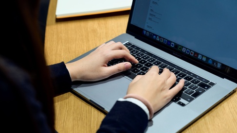 Student using laptop